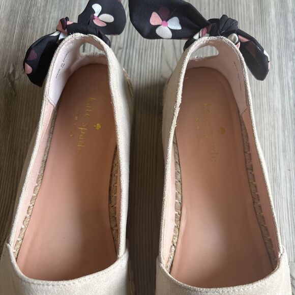 Kate Spade Grayson Beige Suede  Espadrilles Size 7 - Picture 4 of 14